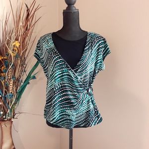 ELEMENTZ Shirred Ruched Surplice Tunic Top